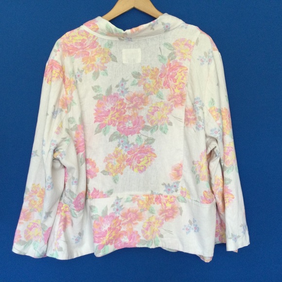 Old Navy Linen Blend 3X Blazer Floral Garden Pastels - Picture 6 of 8